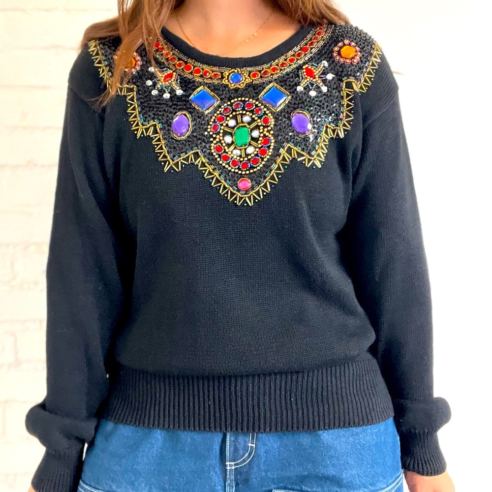 Women’s Gemstone Vintage Knit Holiday Sweater Size Large